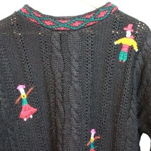Vintage Reference Point Sweater Folk Art Dancing‎ Embroidered Medium